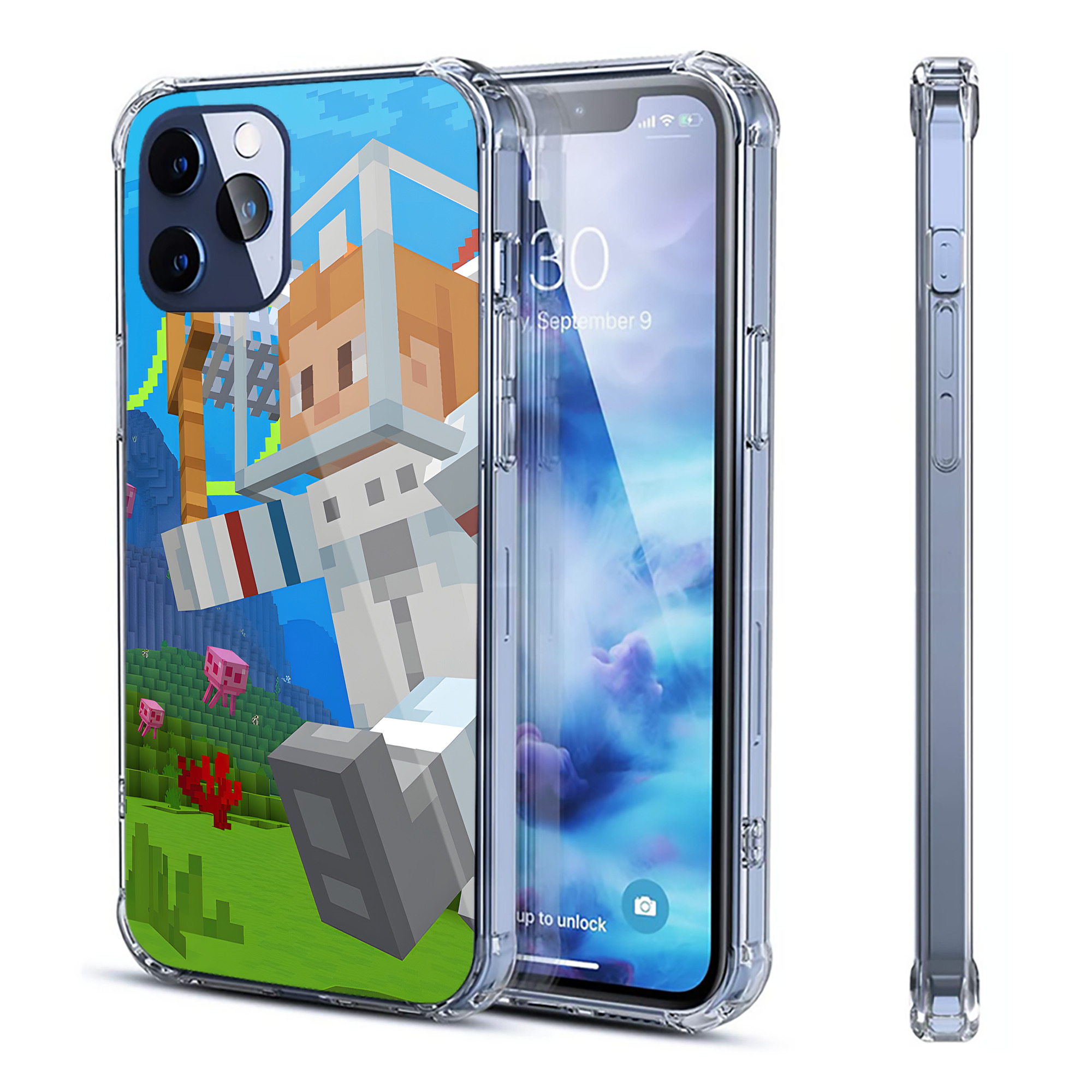 （画像用） マインクラフト ブロックの世界 Minecraft MC Block world 【iPhone 12シリーズ対応】透明スマホケース（クリアソフトケース）